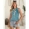 Zeagoo Summer Tank Top for Women 2026 Pleated High Neck Tops Loose Fit Flowy Dressy Tunic Sleeveless Shirts(B-blue Floral)