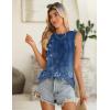 Zeagoo Summer Tank Top for Women 2026 Pleated High Neck Tops Loose Fit Flowy Dressy Tunic Sleeveless Shirts(B-floral Blue)