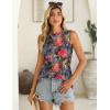 Zeagoo Summer Tank Top for Women 2026 Pleated High Neck Tops Loose Fit Flowy Dressy Tunic Sleeveless Shirts(B-red Flower)