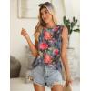 Zeagoo Summer Tank Top for Women 2026 Pleated High Neck Tops Loose Fit Flowy Dressy Tunic Sleeveless Shirts(B-red Flower)