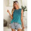 Zeagoo Summer Tank Top for Women 2026 Pleated High Neck Tops Loose Fit Flowy Dressy Tunic Sleeveless Shirts(C-floral Blue)