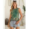 Zeagoo Summer Tank Top for Women 2026 Pleated High Neck Tops Loose Fit Flowy Dressy Tunic Sleeveless Shirts(D-floral Green)