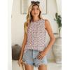 Zeagoo Summer Tank Top for Women 2026 Pleated High Neck Tops Loose Fit Flowy Dressy Tunic Sleeveless Shirts(D-floral Pink)