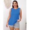 Zeagoo Summer Tank Top for Women 2026 Pleated High Neck Tops Loose Fit Flowy Dressy Tunic Sleeveless Shirts(Z-blue)