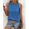 Zeagoo Summer Tank Top for Women 2026 Pleated High Neck Tops Loose Fit Flowy Dressy Tunic Sleeveless Shirts(Z-blue)