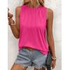 Zeagoo Summer Tank Top for Women 2026 Pleated High Neck Tops Loose Fit Flowy Dressy Tunic Sleeveless Shirts(Z-rose Red)