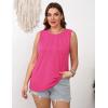 Zeagoo Summer Tank Top for Women 2026 Pleated High Neck Tops Loose Fit Flowy Dressy Tunic Sleeveless Shirts(Z-rose Red)