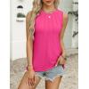 Zeagoo Summer Tank Top for Women 2026 Pleated High Neck Tops Loose Fit Flowy Dressy Tunic Sleeveless Shirts(Z-rose Red)