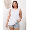 Zeagoo Summer Tank Top for Women 2026 Pleated High Neck Tops Loose Fit Flowy Dressy Tunic Sleeveless Shirts(Z-white)