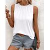 Zeagoo Summer Tank Top for Women 2026 Pleated High Neck Tops Loose Fit Flowy Dressy Tunic Sleeveless Shirts(Z-white)