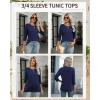 Zeagoo Tops for Women 3 Pack 3/4 Sleeve Crewneck Cute Basics Tees Casual Fashion Spring Summer T Shirts Business Work Tee Top(Black-navy Blue-fuchsia)