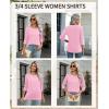 Zeagoo Tops for Women 3 Pack 3/4 Sleeve Crewneck Cute Basics Tees Casual Fashion Spring Summer T Shirts Business Work Tee Top(Black-pink-grey)