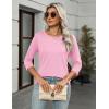 Zeagoo Tops for Women 3 Pack 3/4 Sleeve Crewneck Cute Basics Tees Casual Fashion Spring Summer T Shirts Business Work Tee Top(Black-pink-grey)