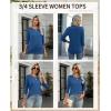 Zeagoo Tops for Women 3 Pack 3/4 Sleeve Crewneck Cute Basics Tees Casual Fashion Spring Summer T Shirts Business Work Tee Top(Black-red-blue)