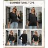 Zeagoo Tops for Women 3 Pack 3/4 Sleeve Crewneck Cute Basics Tees Casual Fashion Spring Summer T Shirts Business Work Tee Top(Black-red-blue)