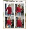 Zeagoo Tops for Women 3 Pack 3/4 Sleeve Crewneck Cute Basics Tees Casual Fashion Spring Summer T Shirts Business Work Tee Top(Black-red-orange)