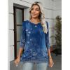 Zeagoo Tops for Women 3 Pack 3/4 Sleeve Crewneck Cute Basics Tees Casual Fashion Spring Summer T Shirts Business Work Tee Top(Black-white-blue Flower-mz712)