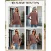 Zeagoo Tops for Women 3 Pack 3/4 Sleeve Crewneck Cute Basics Tees Casual Fashion Spring Summer T Shirts Business Work Tee Top(Black-white-coffee)