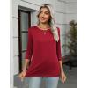 Zeagoo Tops for Women 3 Pack 3/4 Sleeve Crewneck Cute Basics Tees Casual Fashion Spring Summer T Shirts Business Work Tee Top(Black-white-red)