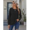 Zeagoo Tops for Women Dressy Crewneck Long Sleeve Shirts Lightweight Basic Tee Business Casual Outfits(Black)