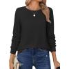 Zeagoo Tops for Women Dressy Crewneck Long Sleeve Shirts Lightweight Basic Tee Business Casual Outfits(Black)