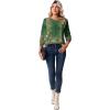 Zeagoo Tops for Women Dressy Crewneck Long Sleeve Shirts Lightweight Basic Tee Business Casual Outfits(Boho Green 839)