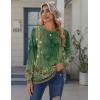 Zeagoo Tops for Women Dressy Crewneck Long Sleeve Shirts Lightweight Basic Tee Business Casual Outfits(Boho Green 839)