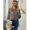 Zeagoo Tops for Women Dressy Crewneck Long Sleeve Shirts Lightweight Basic Tee Business Casual Outfits(Boho Multicolor 721)