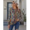 Zeagoo Tops for Women Dressy Crewneck Long Sleeve Shirts Lightweight Basic Tee Business Casual Outfits(Boho Multicolor 721)