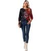Zeagoo Tops for Women Dressy Crewneck Long Sleeve Shirts Lightweight Basic Tee Business Casual Outfits(Floral Red 309)
