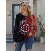 Zeagoo Tops for Women Dressy Crewneck Long Sleeve Shirts Lightweight Basic Tee Business Casual Outfits(Floral Red 309)