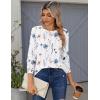 Zeagoo Tops for Women Dressy Crewneck Long Sleeve Shirts Lightweight Basic Tee Business Casual Outfits(Floral White 112)