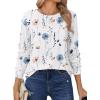 Zeagoo Tops for Women Dressy Crewneck Long Sleeve Shirts Lightweight Basic Tee Business Casual Outfits(Floral White 112)