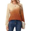 Zeagoo Tops for Women Dressy Crewneck Long Sleeve Shirts Lightweight Basic Tee Business Casual Outfits(Gradient Orange 205)