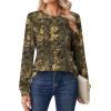 Zeagoo Tops for Women Dressy Crewneck Long Sleeve Shirts Lightweight Basic Tee Business Casual Outfits(Leaf Brown 295)