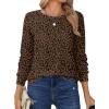 Zeagoo Tops for Women Dressy Crewneck Long Sleeve Shirts Lightweight Basic Tee Business Casual Outfits(Leopard Brown 427)
