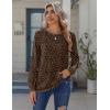 Zeagoo Tops for Women Dressy Crewneck Long Sleeve Shirts Lightweight Basic Tee Business Casual Outfits(Leopard Brown 427)