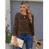 Zeagoo Tops for Women Dressy Crewneck Long Sleeve Shirts Lightweight Basic Tee Business Casual Outfits(Leopard Brown 427)