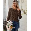 Zeagoo Tops for Women Dressy Crewneck Long Sleeve Shirts Lightweight Basic Tee Business Casual Outfits(Leopard Brown 427)