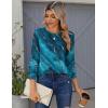 Zeagoo Tops for Women Dressy Crewneck Long Sleeve Shirts Lightweight Basic Tee Business Casual Outfits(Marble Blue Green 287)