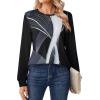 Zeagoo Tops for Women Dressy Crewneck Long Sleeve Shirts Lightweight Basic Tee Business Casual Outfits(Pattern Black White 290)