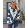 Zeagoo Tops for Women Dressy Crewneck Long Sleeve Shirts Lightweight Basic Tee Business Casual Outfits(Pattern Blue 563)