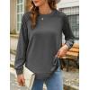 Zeagoo Tunic Sweatshirts for Women Crewneck Lightweight Sweaters Raglan Long Sleeve Shirts Spring Fashion Tops 2026(Dark Grey)