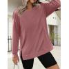 Zeagoo Tunic Sweatshirts for Women Crewneck Lightweight Sweaters Raglan Long Sleeve Shirts Spring Fashion Tops 2026(Dark Pink)