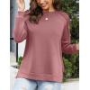 Zeagoo Tunic Sweatshirts for Women Crewneck Lightweight Sweaters Raglan Long Sleeve Shirts Spring Fashion Tops 2026(Dark Pink)