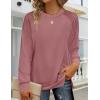 Zeagoo Tunic Sweatshirts for Women Crewneck Lightweight Sweaters Raglan Long Sleeve Shirts Spring Fashion Tops 2026(Dark Pink)