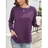 Zeagoo Tunic Sweatshirts for Women Crewneck Lightweight Sweaters Raglan Long Sleeve Shirts Spring Fashion Tops 2026(Purple)