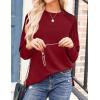 Zeagoo Tunic Sweatshirts for Women Crewneck Lightweight Sweaters Raglan Long Sleeve Shirts Spring Fashion Tops 2026(Wine Red)