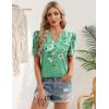 Zeagoo Women Blouses Puff Short Sleeve Tops V Neck Dressy Casual Spring Shirts Boho Floral Cute Clothes 2026(Bf180-green Flowers)