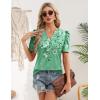 Zeagoo Women Blouses Puff Short Sleeve Tops V Neck Dressy Casual Spring Shirts Boho Floral Cute Clothes 2026(Bf180-green Flowers)